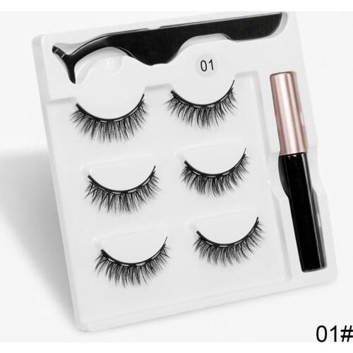 Wholesale 5 Boxes/Set 3pairs Magnetic Eyelashes Magnet Eyeliner Fake Eyelash Waterproof Liquid Short Lash Makeup Tools