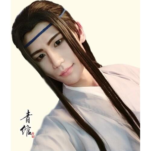 Hanfu Wigs Men Ancient Chinese Hanfu Wigs Headgear Anime Cosplay Accessories Hanfu Black Long Straight Wigs For Men