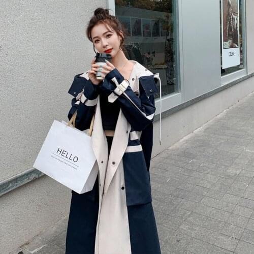 Korean Style Loose Oversized XL Long Womens Trench Coat Double-Breasted Belted Lady Cloak Windbreaker Spring Fall Outerwear