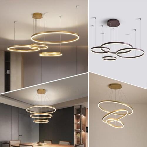 Simple hanging decoration ring Acrylic Gold luxury contemporary led Chandelier