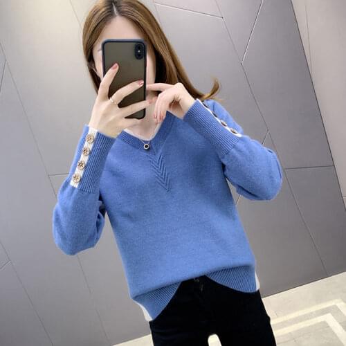 Pullover 2021 Basic V-neck Women Sweaters Autumn Winter Tops Slim Women Pullover Knitted Sweater Jumper Soft Warm Pull Cloths