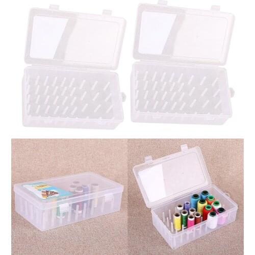 2pcs Empty Sew Threads Box, Durable Sewing Yarn Spools Containers Storage Case with Double Lock Design, 9.33 x 5.4 x 2.6inch