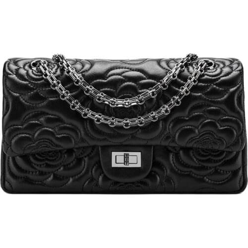 Luxury Brand Women Camouflage Flower Bag Embossed Sheepskin Leather Handbag Lady Genuine Leather Chain Shoulder Crossbody Bags