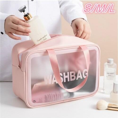 S/M/L 3 Sizes Ladies Large Capacity Pu Frosted Waterproof Cosmetic Bag Convenient Travel Makeup Storage Bag Female Wash Bag 2021