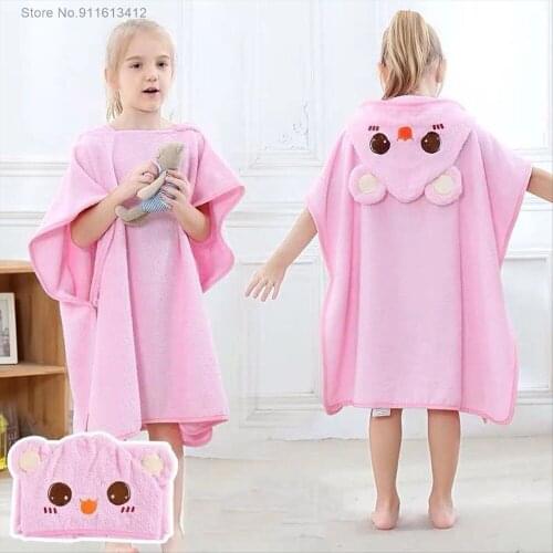 Blue Dinosaur Bath Towels Kids Soft Bathrobe Microfiber Hooded Children Robes Boys Girl Swimming 60x120cm Animal Print Towel