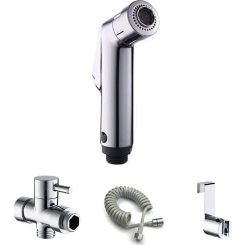 Two Function Toilet Hand Bidet Faucet Bathroom Bidet Shower Sprayer Brass T Adapter 1.5m Hose Tank Hooked Holder Easy Install