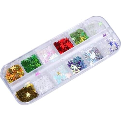 Snowflake Glitter Nail Sequins 3D Christmas Holographic Nail Slices Glitter Multicolored Decals Nail Design Makeup