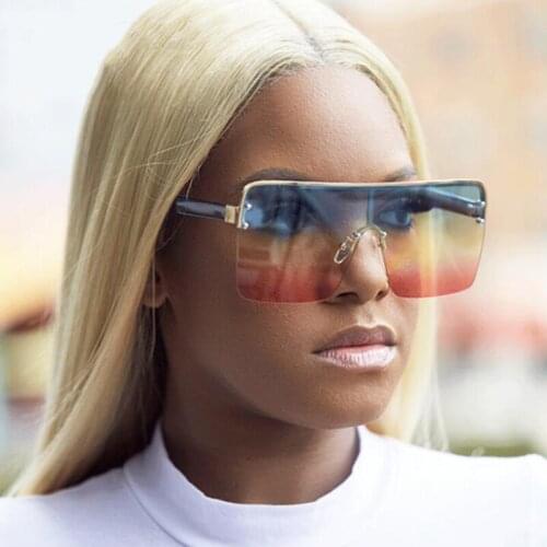 Oversized Shades Flat Top Sunglasses Women New Color Designer Fashion sun glasses for men Shield Lens Square Glasses Blue Green