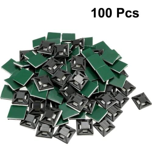 Uxcell 100pcs Black Green Self Adhesive Cable Tie Mounts Wire Base Holders 12.5mm x 12.5mm Adjustable