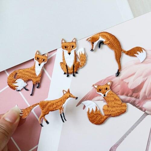 WhatIlife Orange Cartoon Little Fox Clothes Patch Embroidery Stickers DIY Shoes Hats Bags Decoration Fashion Ironing Appliques