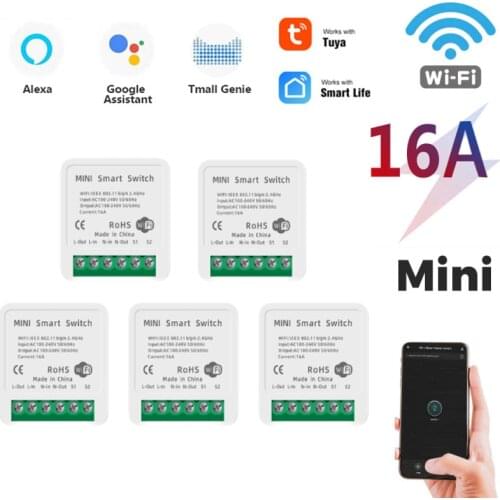 1-10pcs 16A Wifi Smart Switch MINI Wireless Bluetooth Switches Smart Home Automation Modules Work With Tuya Google Home Alexa