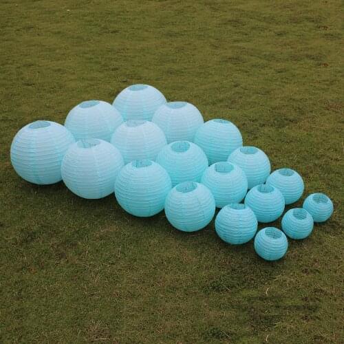 10 Pieces 6-8-10-12-14-16 Inch Light Blue Chinese Paper Lanterns For Party and Wedding Decoration Hang Paper Lanterns