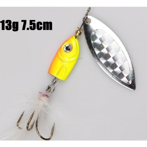 17 Colors Spinner Spoon Fishing Lures Wobblers Metal Sequin Trout Spoon With Feather Treble Hooks for Carp Fishing Pesca