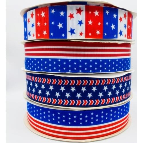 5yards/Lot 38mm Grosgrain Ribbon Printed American Flag Polyester Ribbon For Wedding Christmas Decoration DIY Sewing Fabric
