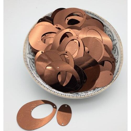 50g 25*40mm Big Size Hollow Egg Drop Oval Shape Sequins Crafts Sewing ,Women Kids Diy Garment Accessories Coffee Brown