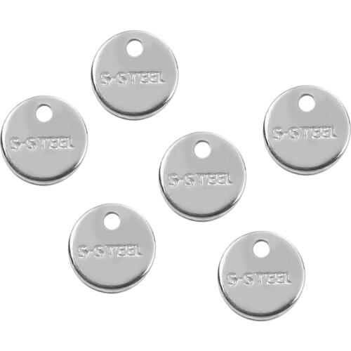 50 Piece/lot Stainless Steel round Carved s.steel Letter Charm Pendants DIY Jewelry 8mm