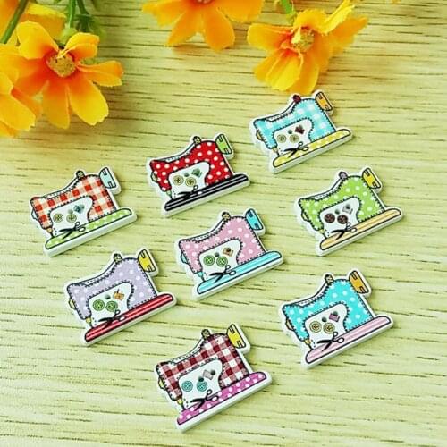 50pcs/lot Embellishments Machine Wooden Buttons 2 Holes Sewing Fit Sewing and Decorative Buttons Mixed Scrapbooking Randomly