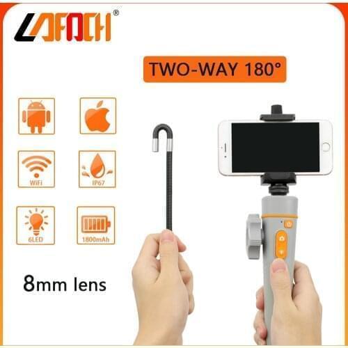 8mm HD WIFI 360° Steering with screen Industrial Endoscope Camera Engine check Sewer Drain Inspection Borescope for Android IOS