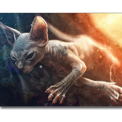 3D Diamond Embroidery Animal Cute Sphynx Cat 5D DIY Diamond Painting Full Square Round Rhinestones Diamond Art Supreme sticker