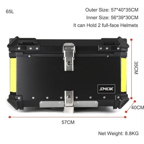 55L 65L Aluminum Motorcycle Luggage Case Storage Top Tool Box Helmet Rear Lock Trunk Universal for Honda Suzuki Kawasaki Yamaha