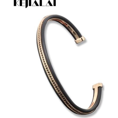 Anil Arjandas Fashion Bangles Pave Back Zircon & Rose Bracelets Leather Bangle Open Cuff Adjustable for Gift