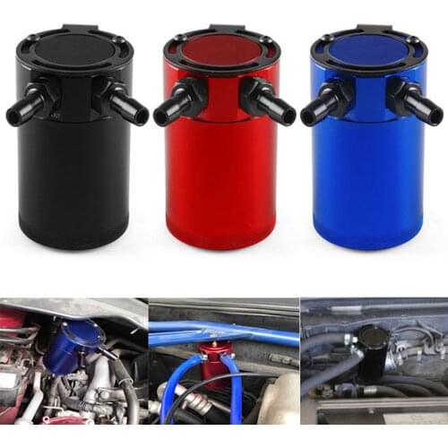 Car Oil Catch Can Compact Baffled 2-Port Aluminum Reservoir Oil Catch Tank Fuel Tank Parts Two hole breathable Kettle Universal
