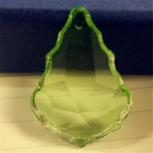 Free Style 50mm 12pieces Light Green Pendants Crystal Maple Leaf For Lamp Lights Teardrop Ornaments Crystal Decoration Wedding