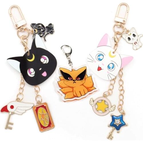 27 styles Double Side Acrylic Keychain PVC luna Cat Keyrings My Hero Academia Backpack Car Key Chain Anime Jewelry llaveros Gift