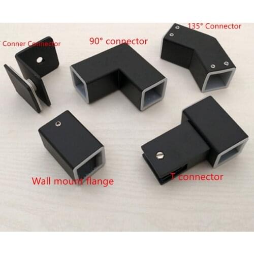 Black Pipe Connector Conner Connector for 25mm x 25mm Pipe for Shower Glass Shower Enclosure Support Bar Fixing Accessories