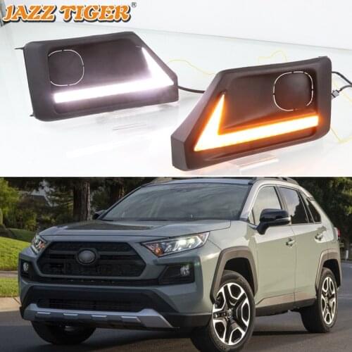 Daytime running lights For Toyota RAV4 Adventur Trail Sport 2019 2020 Drl with turn signals for cars Led fog lights headlights
