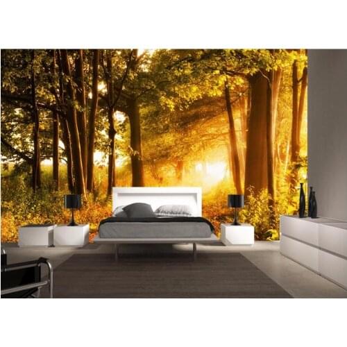 Custom photo mural 3d wallpaper Sunny path Forest landscape room decoration painting 3d wall murals wallpaper for walls 3 d