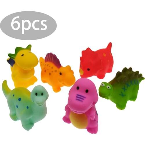 Animal Baby Dinosaur Baby Shower Water Toy Baby 6 Piece Set Bath Toys For Toddlers Squeaking Bathtub Floating Toys