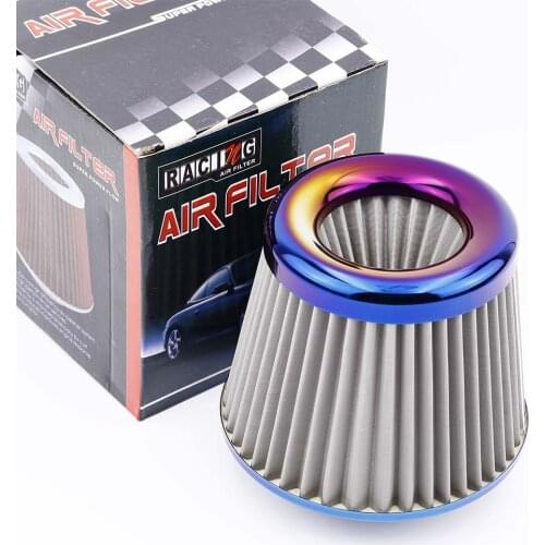 JDM Burnt Blue 3" 76mm Power Intake High Flow Cold Air Intake Filter Cleaner Racing Car Air Filter