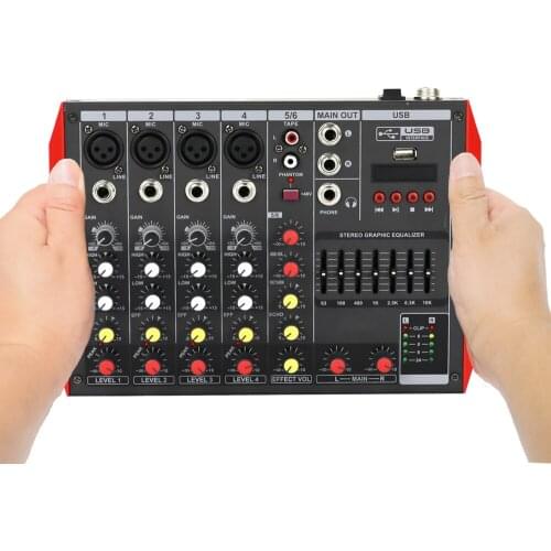 YAMAH MG6 6 Channel Bluetooth DJ Karaoke Laptop Live Mixer 4+2 Sound Card Mixing Console with USB 48V Phantom 7-Brand EQ