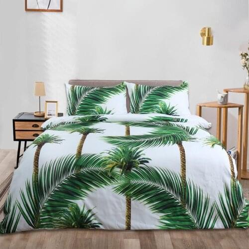 Coconut Tree Bedding Set green color Duvet Cover pillowcase Twin Full Queen King Size 3PCS