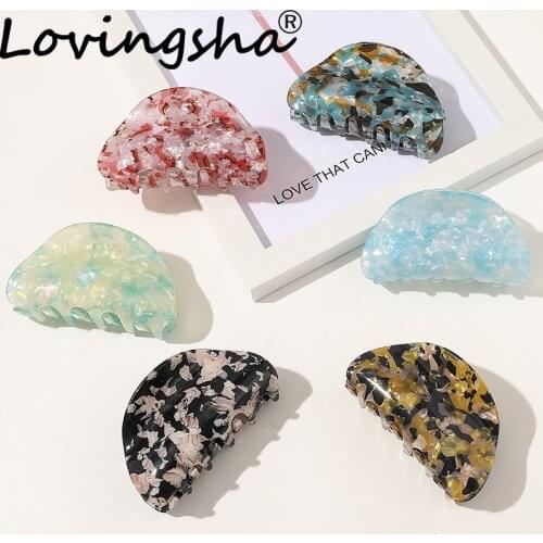 LOVINGSHA Stone pattern Hair Accessories Women Hair Claws Ladies Hair Crab Clamps Ponytail Hair Female Girl Holder Rope FC201