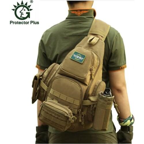 Mens bag Military Nylon Leisure knapsack Tactical Bags Waterproof Hiking Multi-functional 14 inch chest bag Shoulder bag