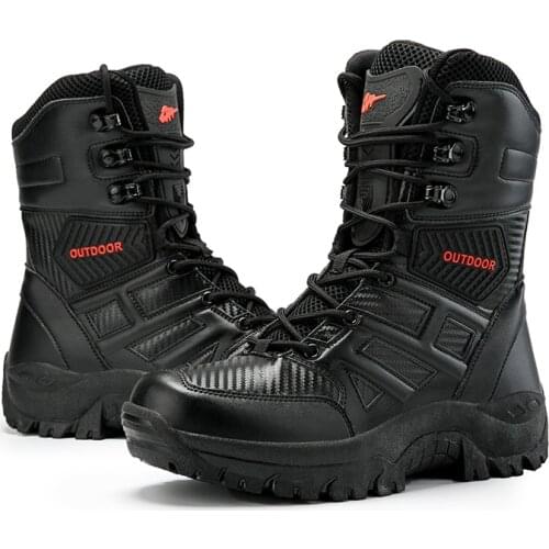 Men Leather Boots Waterproof Mountain Combat Army Work Shoes Tactical Military De Seguridad Men Boots Free Shipping Plus Size