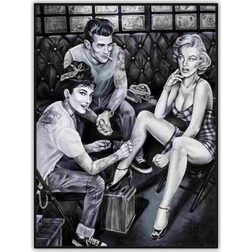 Vintage 5d DIY Diamond Painting Marilyn Monroe Audrey Hepburn Wall Art Full Drill Square Diamond Mosaic Paintings Embroidery Kit