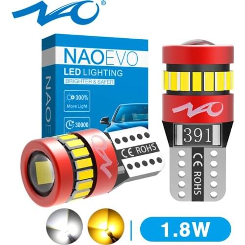 NAO W5W T10 LED Bulb 700Lm 5W5 Car Interior light 12V 3030 3014 Chip Auto 6000K Amber DRL Reverse Map Trunk Side Clearance Lamp