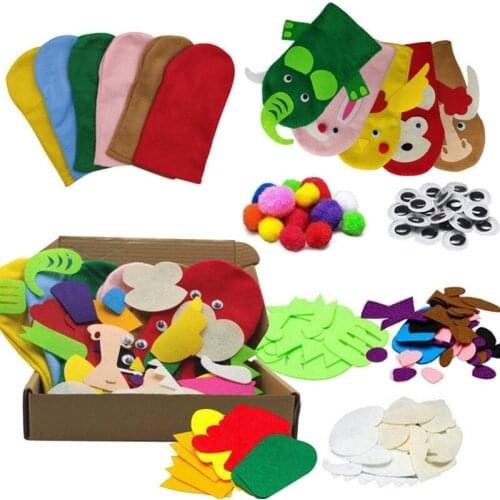 New Animal Hand Puppet Making Kit for Kids Toddlers DIY Art Craft Felt Party Supplies Children Role Play Toys DIY Felt Decor