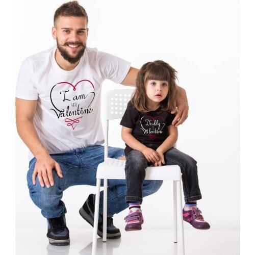 Father & Daughter Family Metching Outfits Daddy is My Valentine, I am Her Valentine T-Shirts Gift
