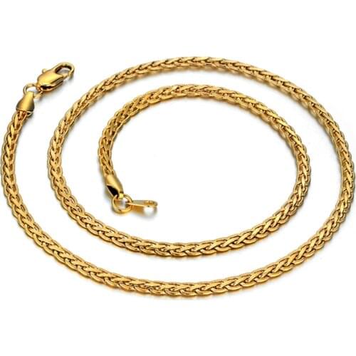 4MM Punk Collar Weave Link Chain Choker Necklace Gold Color Neck Chains For Women Men Jewelry