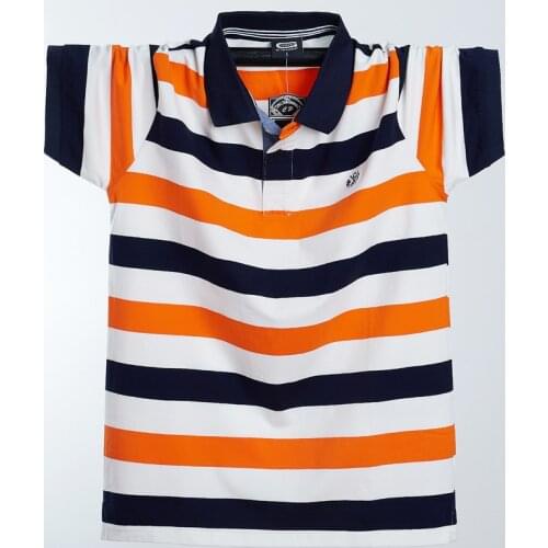 Plus 6XL 5XL XXXXL Men Polo Collar Short Sleeve Shirt 2019 Summer New Korean Striped Sea Soul Polo Shirt Student Tide