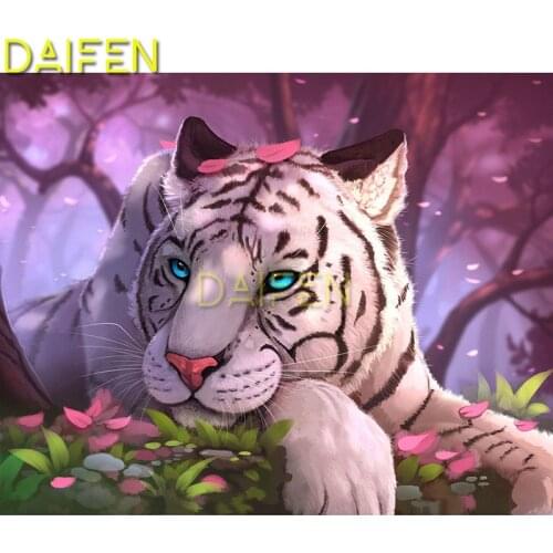 Full Square Diamond embroidery Cross stitch white tiger fantasy Full Round Diamond painting DIY 3D Diamond mosaic white tiger