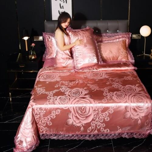 Luxury Lace Satin Jacquard Duvet Cover Sets 3 or 4pcs Bedding Set Quilt Cover+Pillowcases+Bed sheet 150/200/220 size