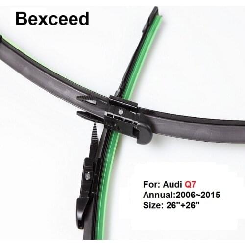Bexceed of rubber Car windshield flat wiper blade for Audi Q7 . 1 Pair(26"+26") 2006~2015