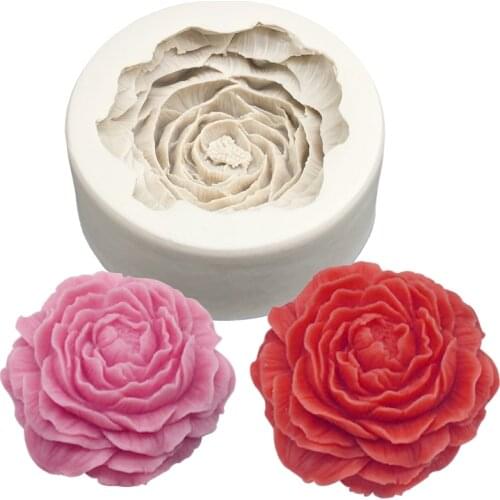 Large Size Peony Rose Silicone Sugarcraft Mold Soap Mold Chocolate Cupcake Baking Mold Fondant Cake Decorating Tools