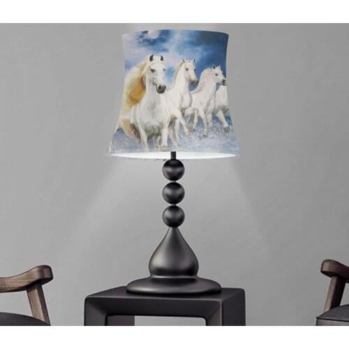 Nordic Style Modern Light Shade Printing Horse Bedroom Table Lamp Shades Wall/Floor Lamp Covers Two Size Fabric Lampshade