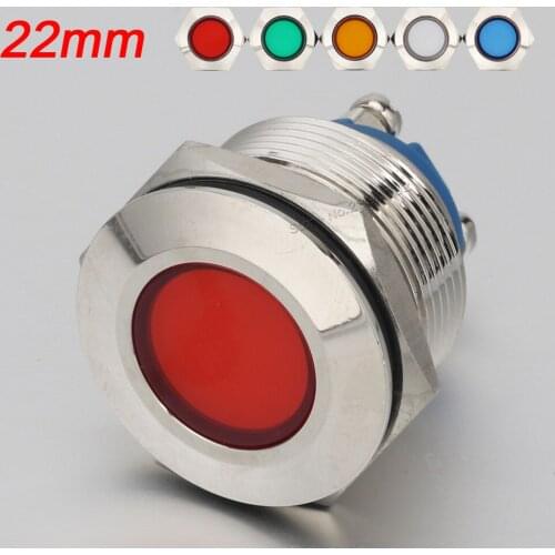22mm indicator light LED signal lamp metal 6V 12V 24V 220V 110v red yellow green white blue colorful S22-D light screw connect